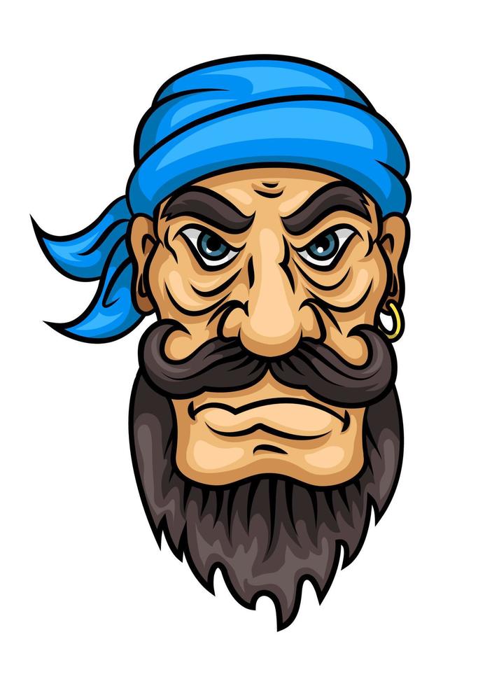 marinero o capitán pirata barbudo de dibujos animados vector