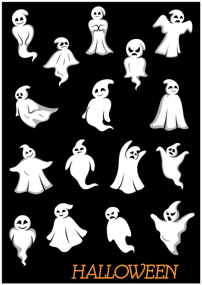 fantasmas y demonios blancos de halloween vector