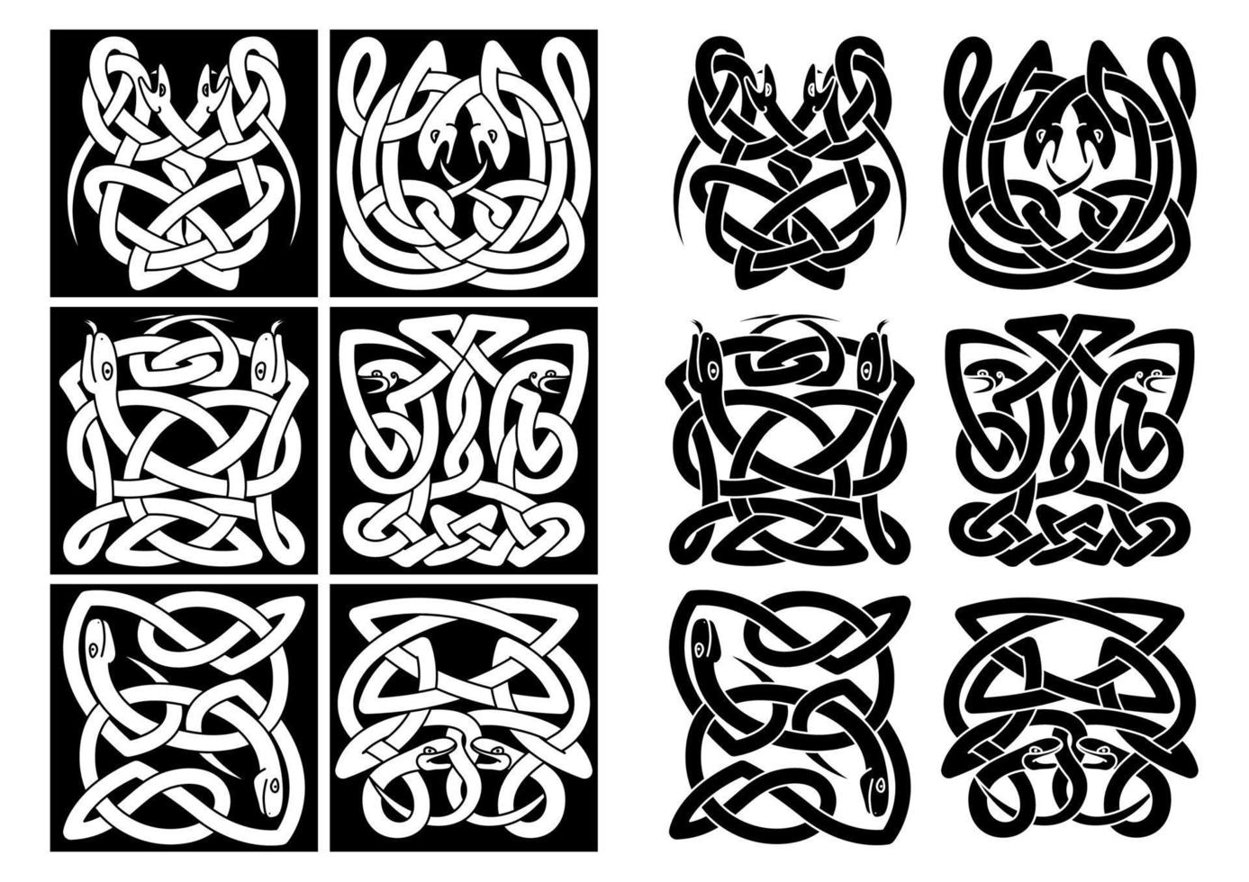 Snakes and reptiles celtic patterns vector