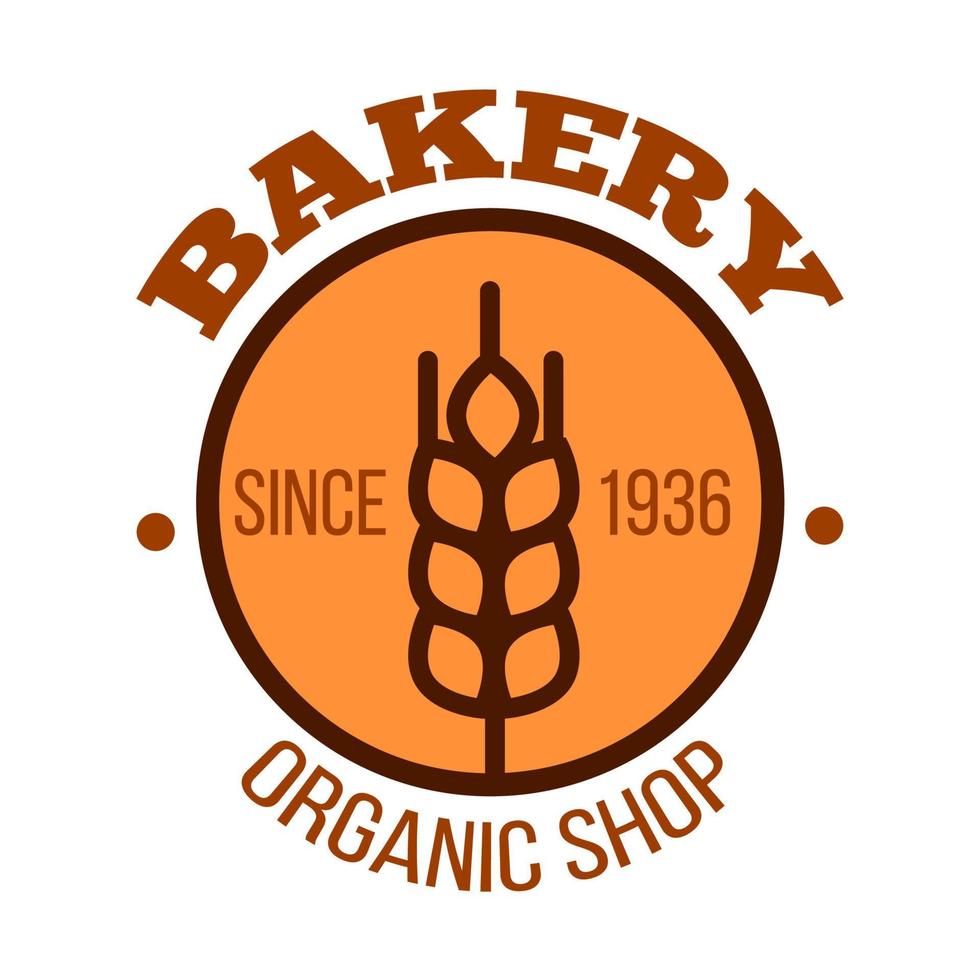 Organic bakery shop orange symbol with wheat vector