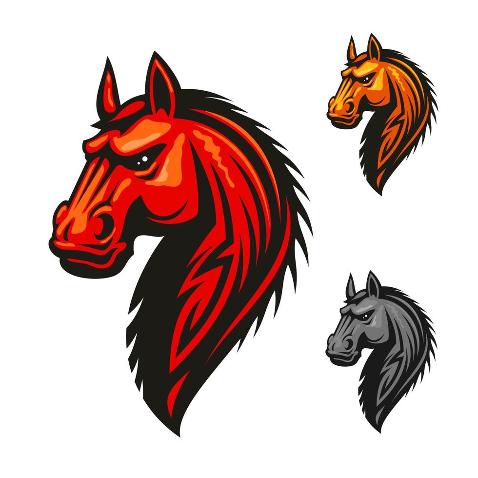 caballo, semental, cabeza, y, melena, vector, icono vector