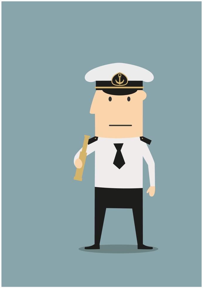 capitán de mar en uniforme con catalejo vector