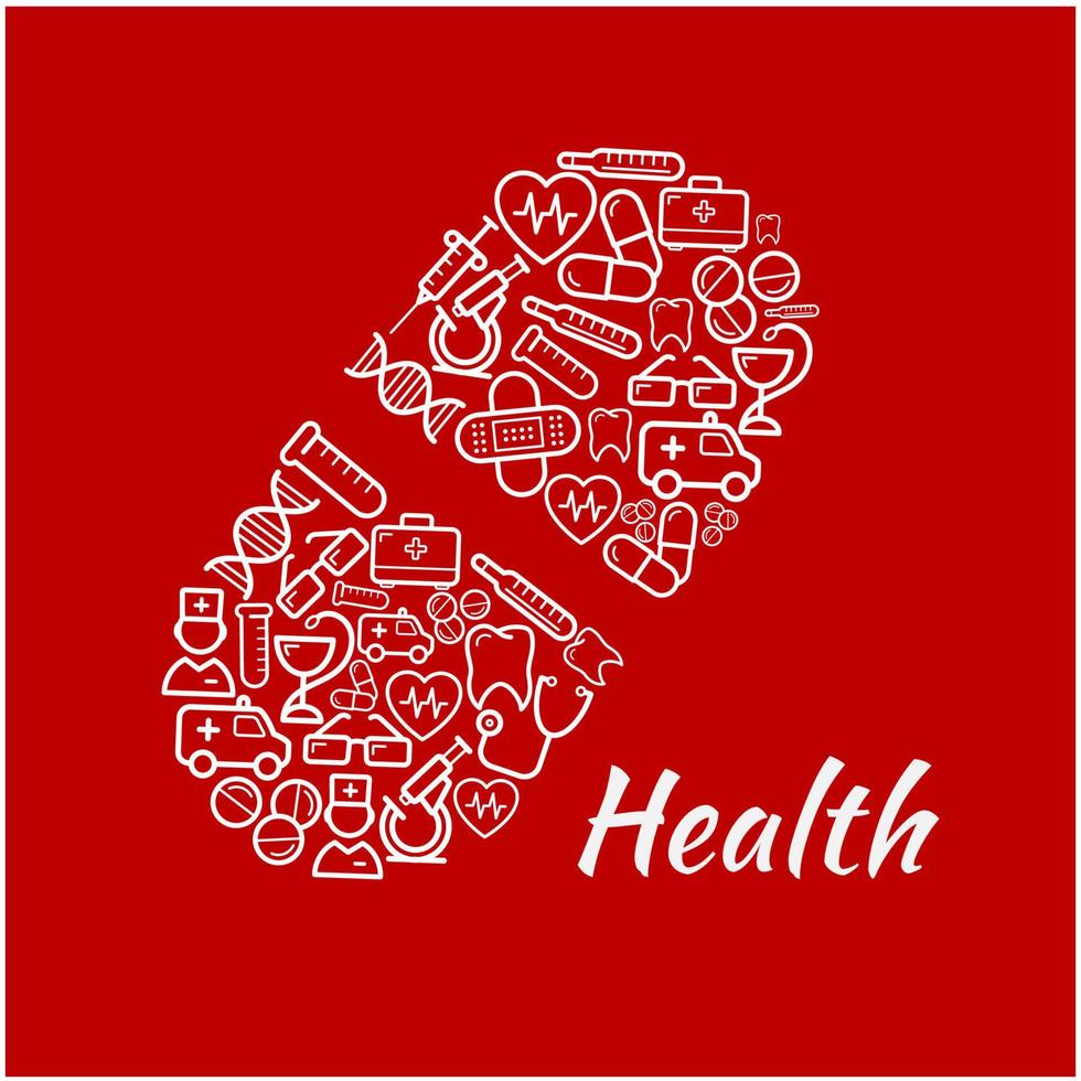 Bright symbol of capsule with healthcare icons vector