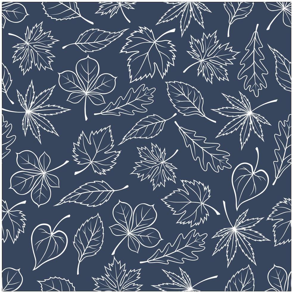 Autumnal leaves silhouettes seamless pattern vector