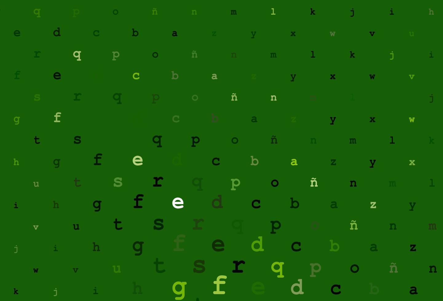 Dark green vector cover with english symbols.