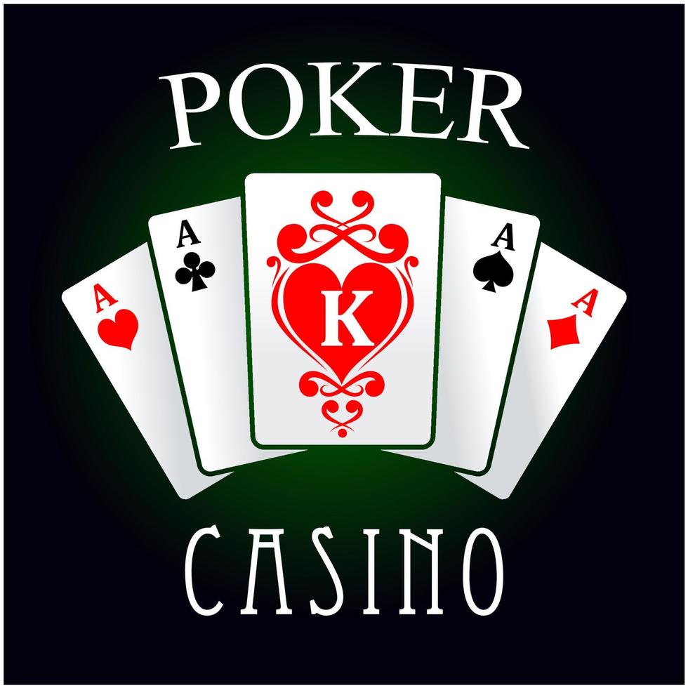 Poker game icon with four aces and king cards vector