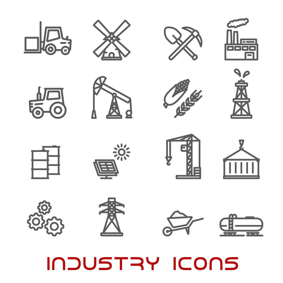 Industry and ecology thin line icons vector