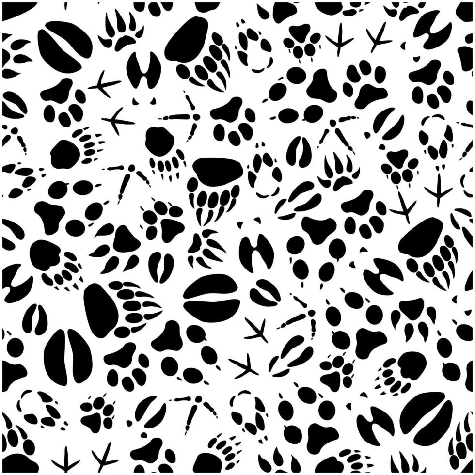 Animal tracks black and white seamless pattern vector