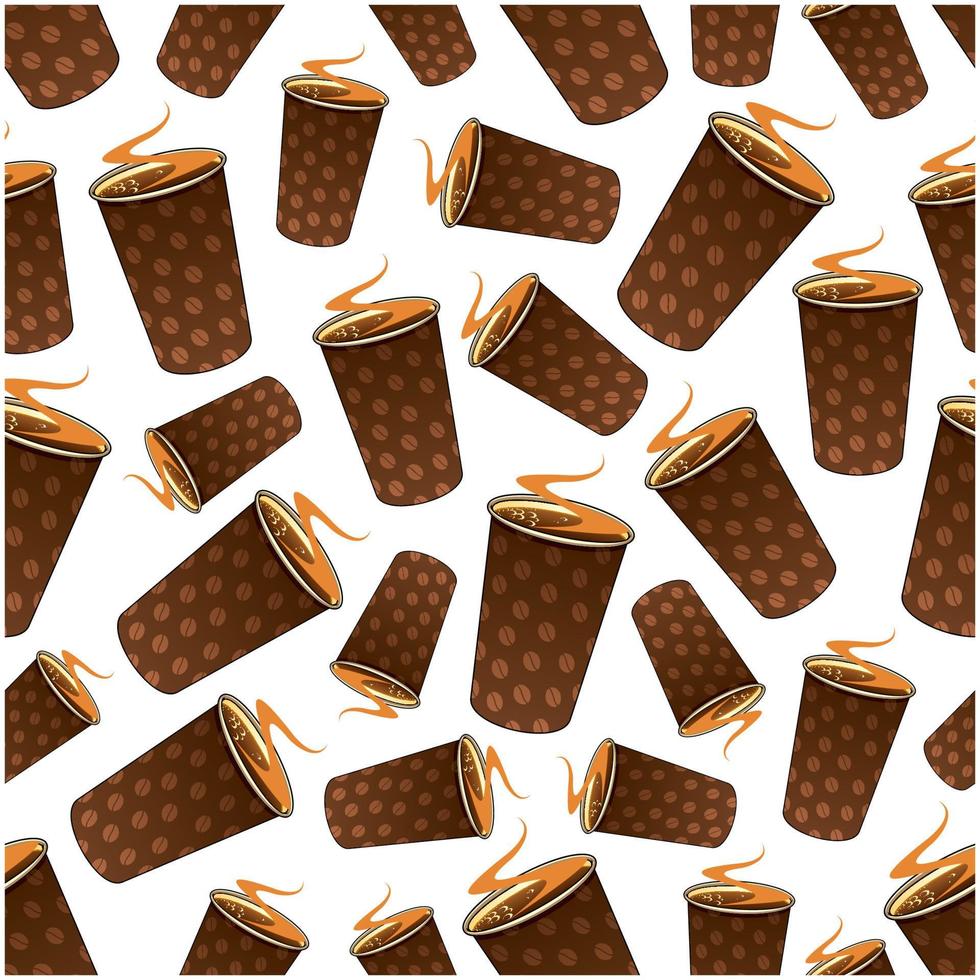 Seamless takeaway coffee paper cups pattern vector