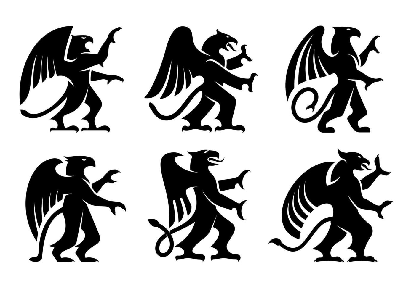 Heraldic griffins with raised paws vector