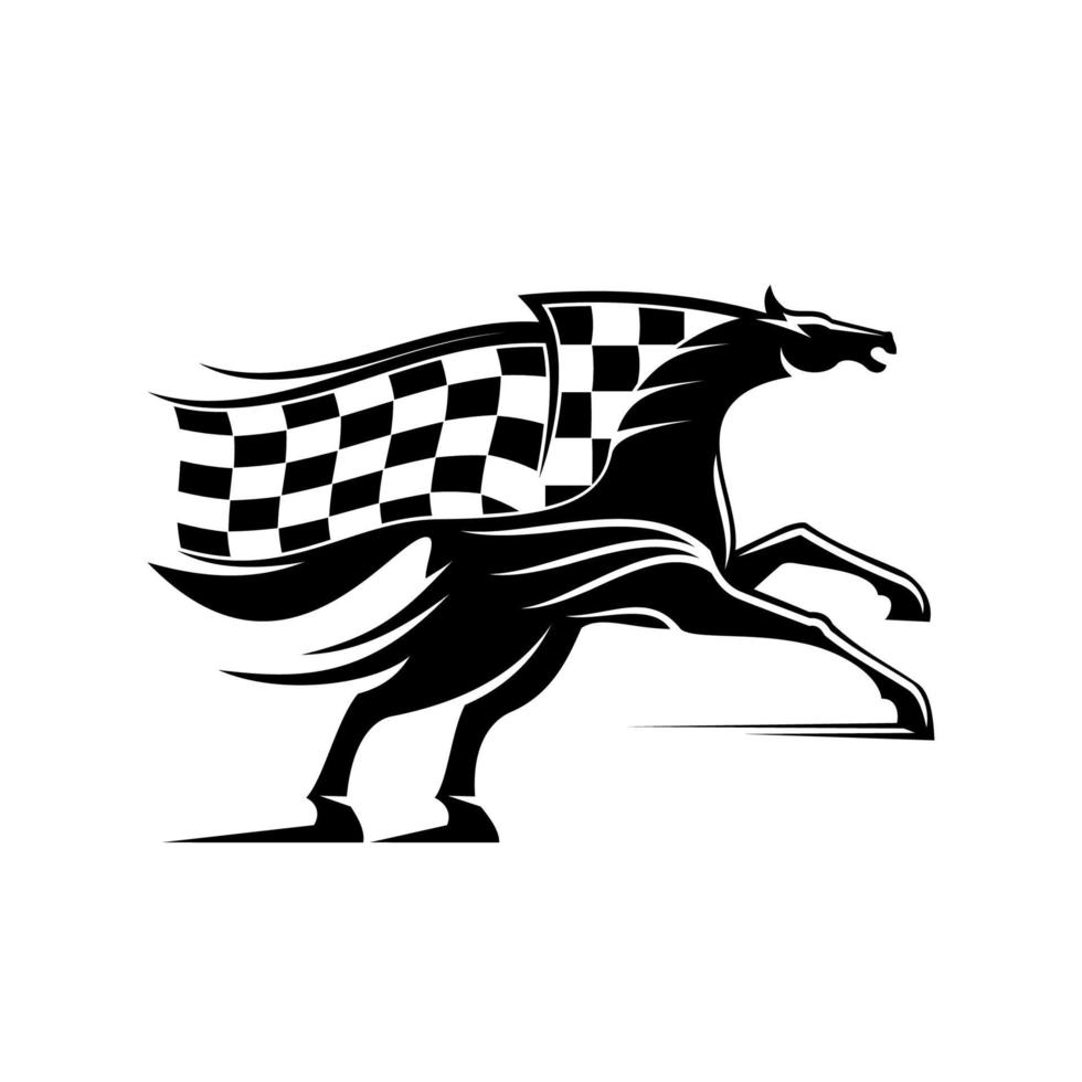 Racehorse with racing flag icon vector