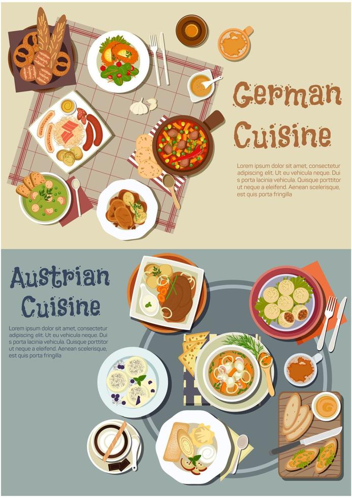 German and austrian cuisine dishes vector