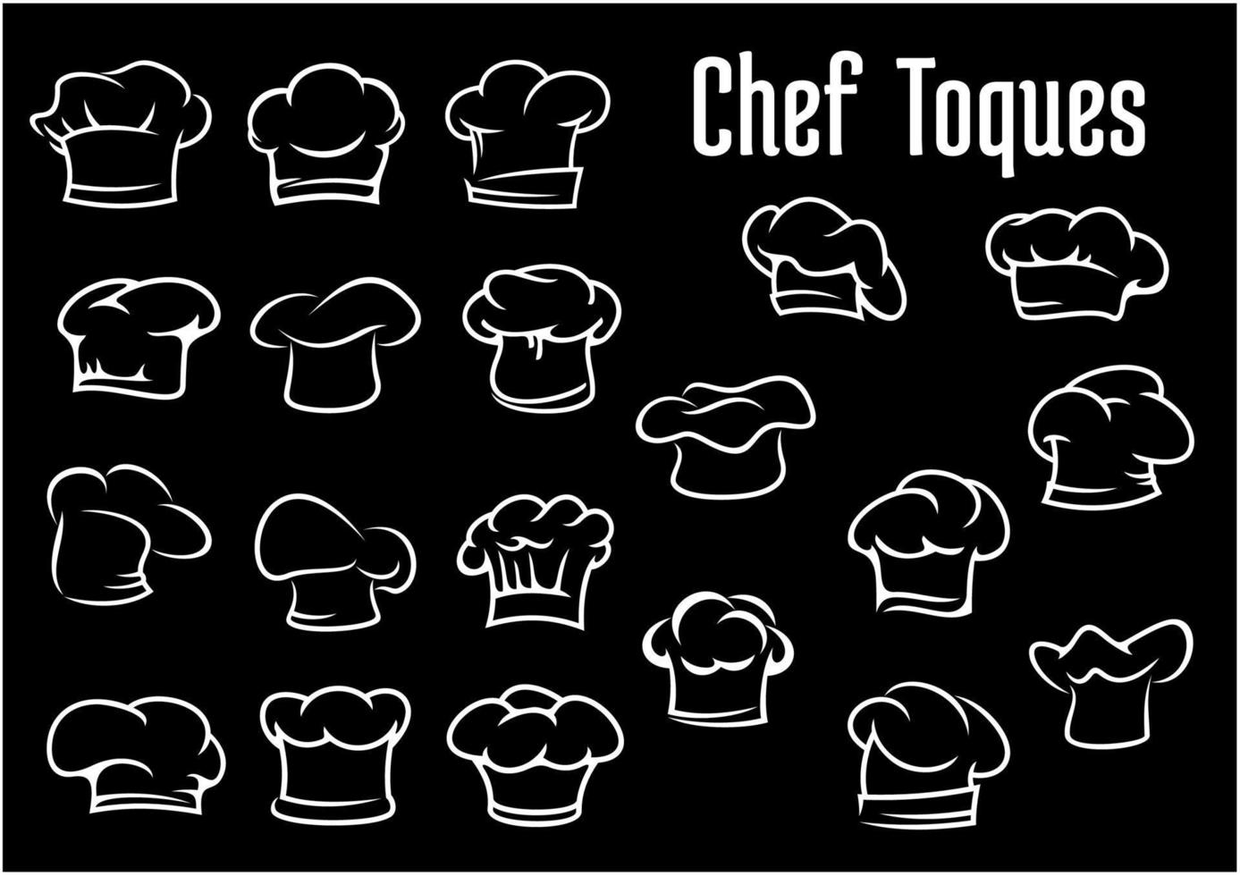 Chef and cook hats, caps or toques vector
