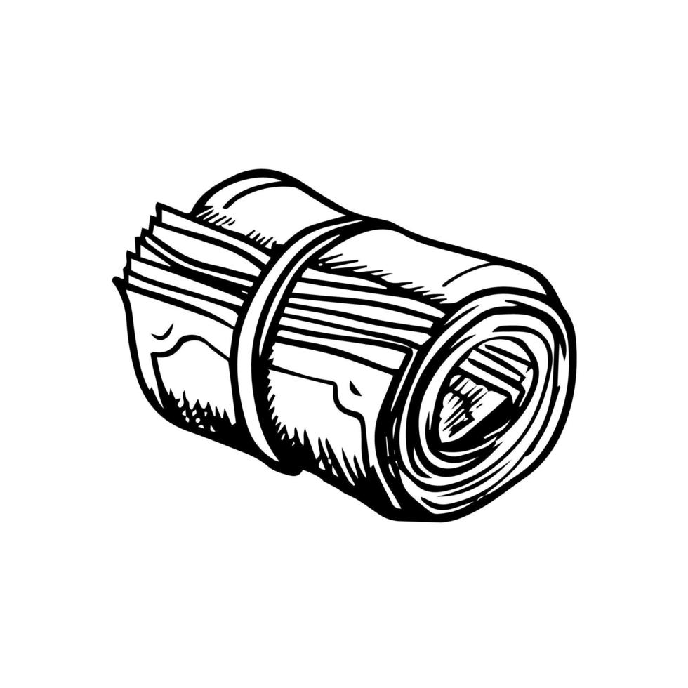 Roll of money sketch icon vector