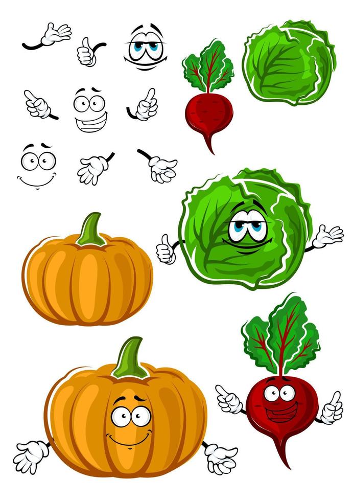 Funny cartoon isolated fresh veggies vector