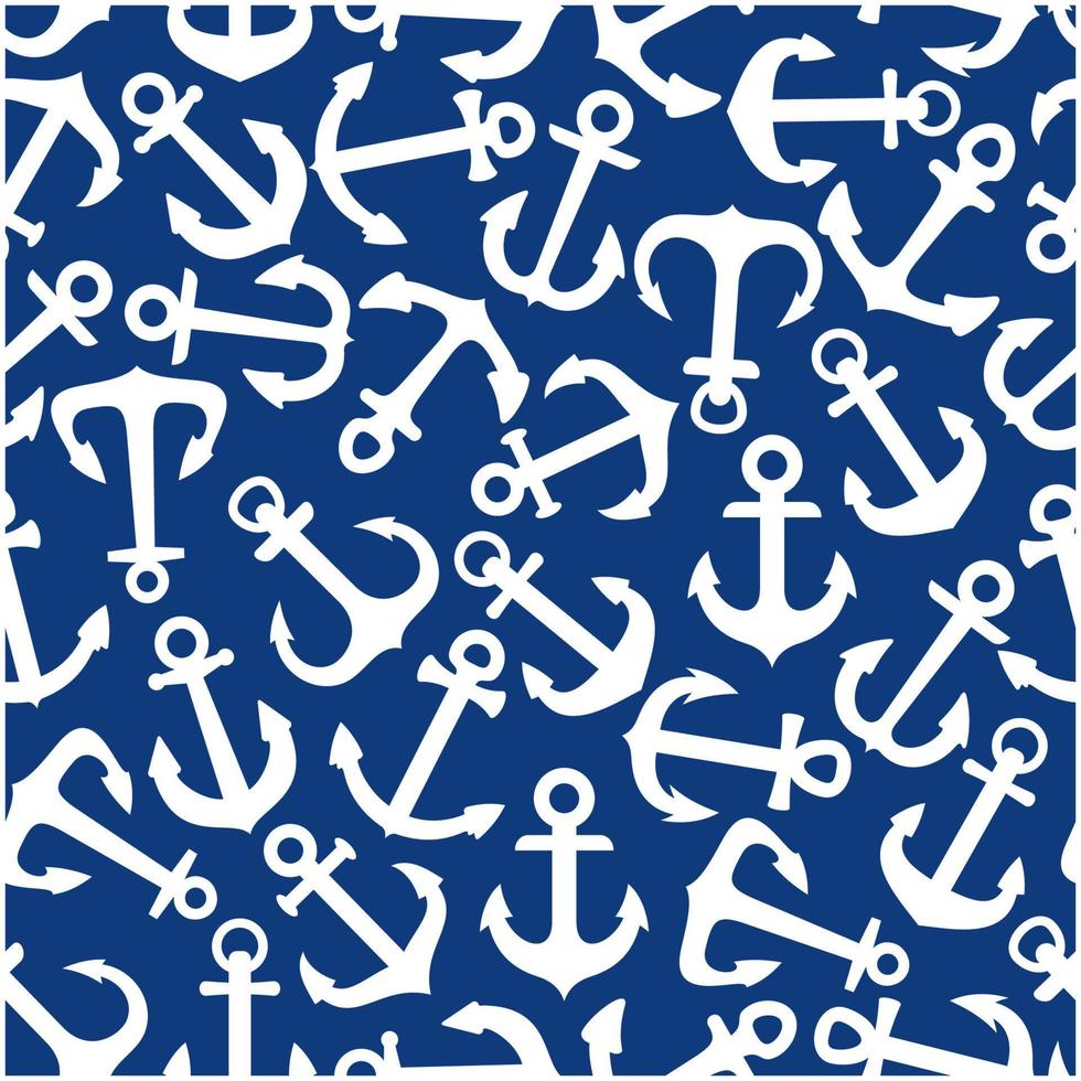 Marine seamless pattern with anchors vector