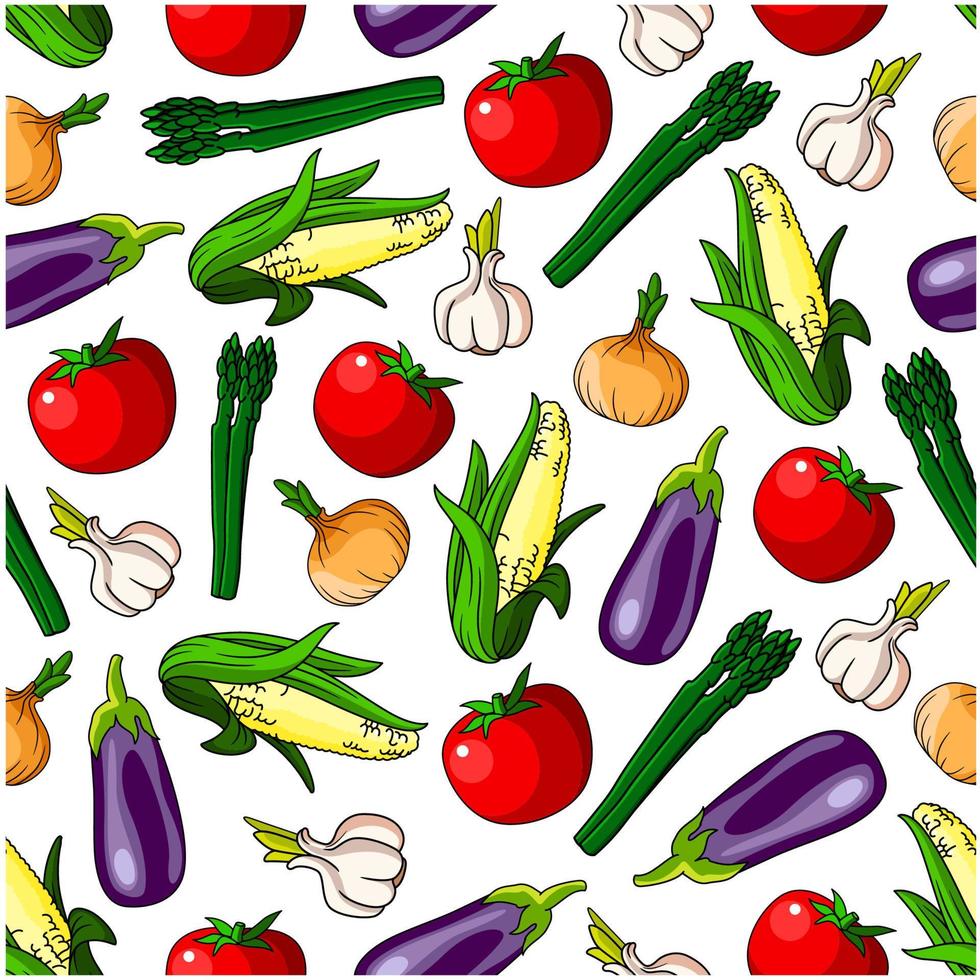 Ripe vegetables seamless pattern background vector