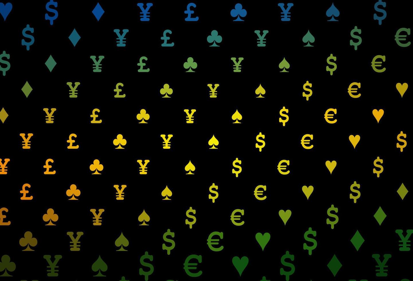 Dark green, yellow vector cover with symbols of gamble.