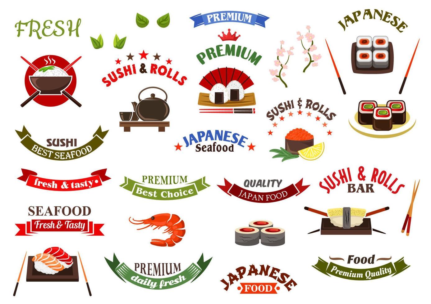 plantillas de diseño de barra de sushi y cocina japonesa vector