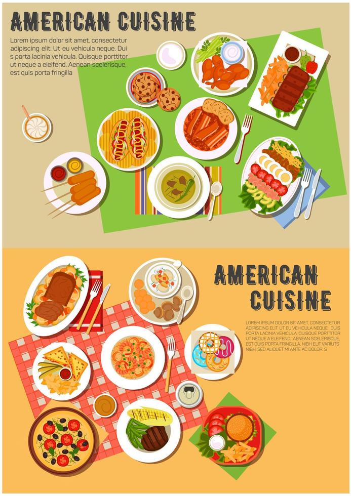 colorido icono plano de la cena barbacoa americana vector