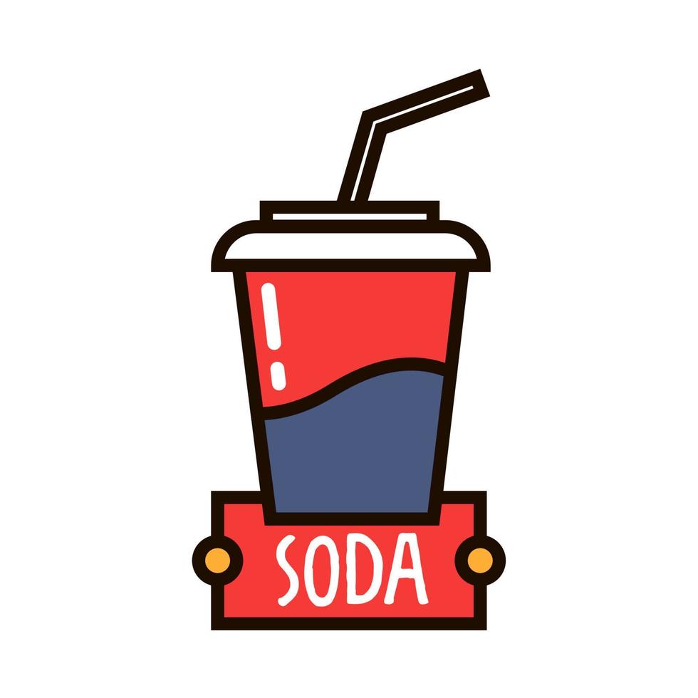 Takeaway fast food cup of sweet soda linear badge vector