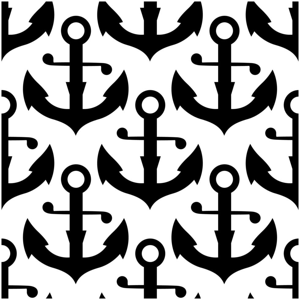 Seamless pattern of nautical black anchors vector