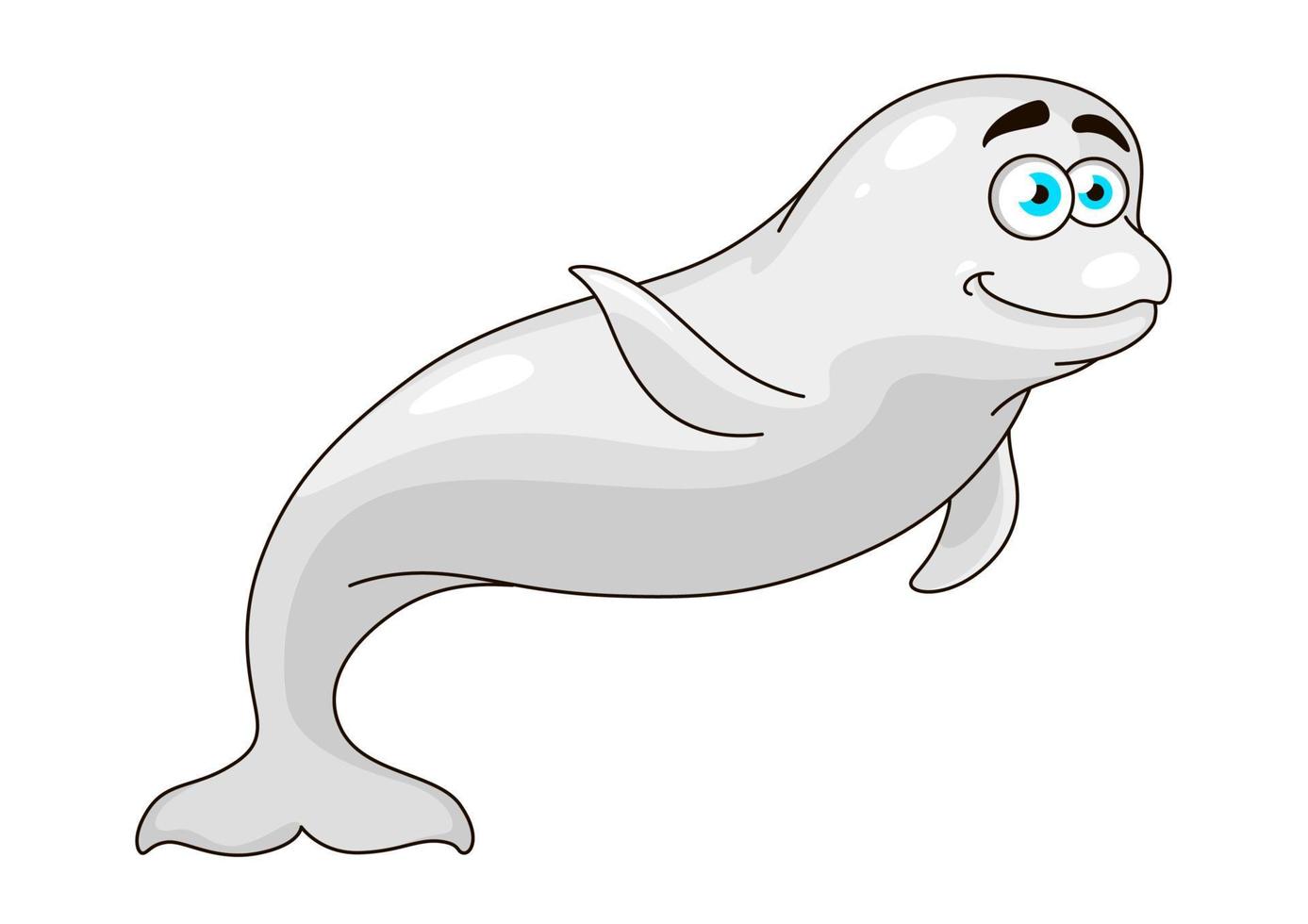 ballena blanca de dibujos animados agitando una aleta vector