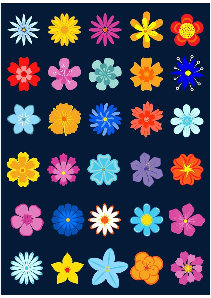Bright spring flower buds and blossoms vector