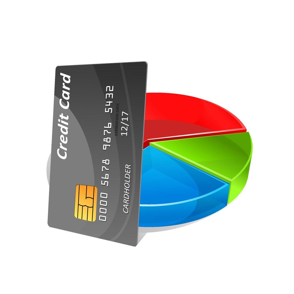 Bank credit card with pie chart vector