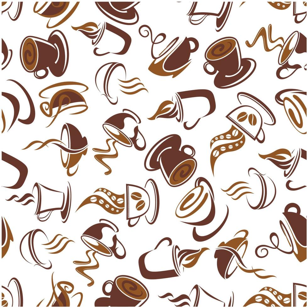 Espresso coffee beverages brown seamless pattern vector