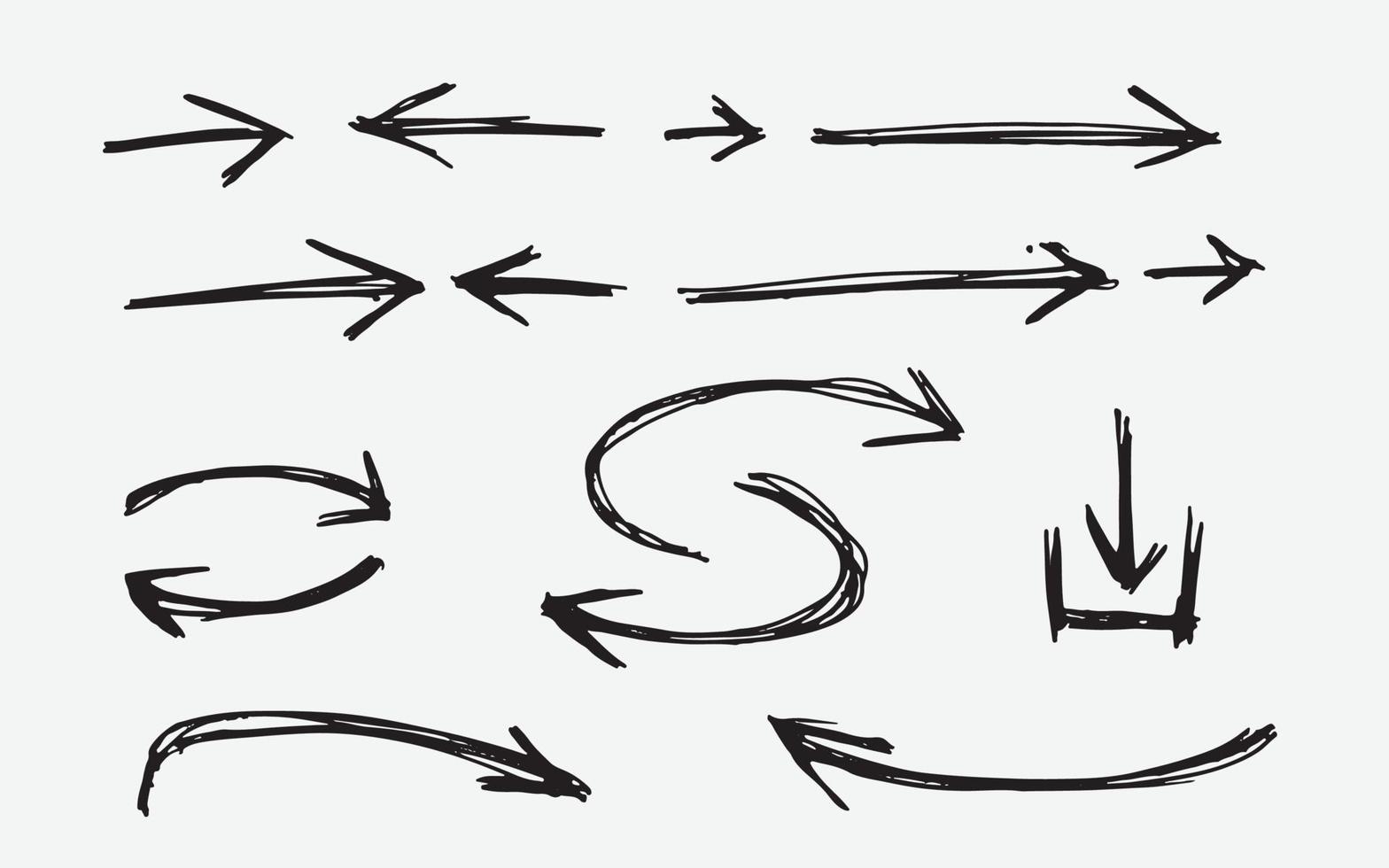 conjunto vectorial de iconos de flecha de diagrama dibujado a mano a mano alzada, elementos infográficos a mano alzada, conjunto de iconos de punteros de forma moderna vector