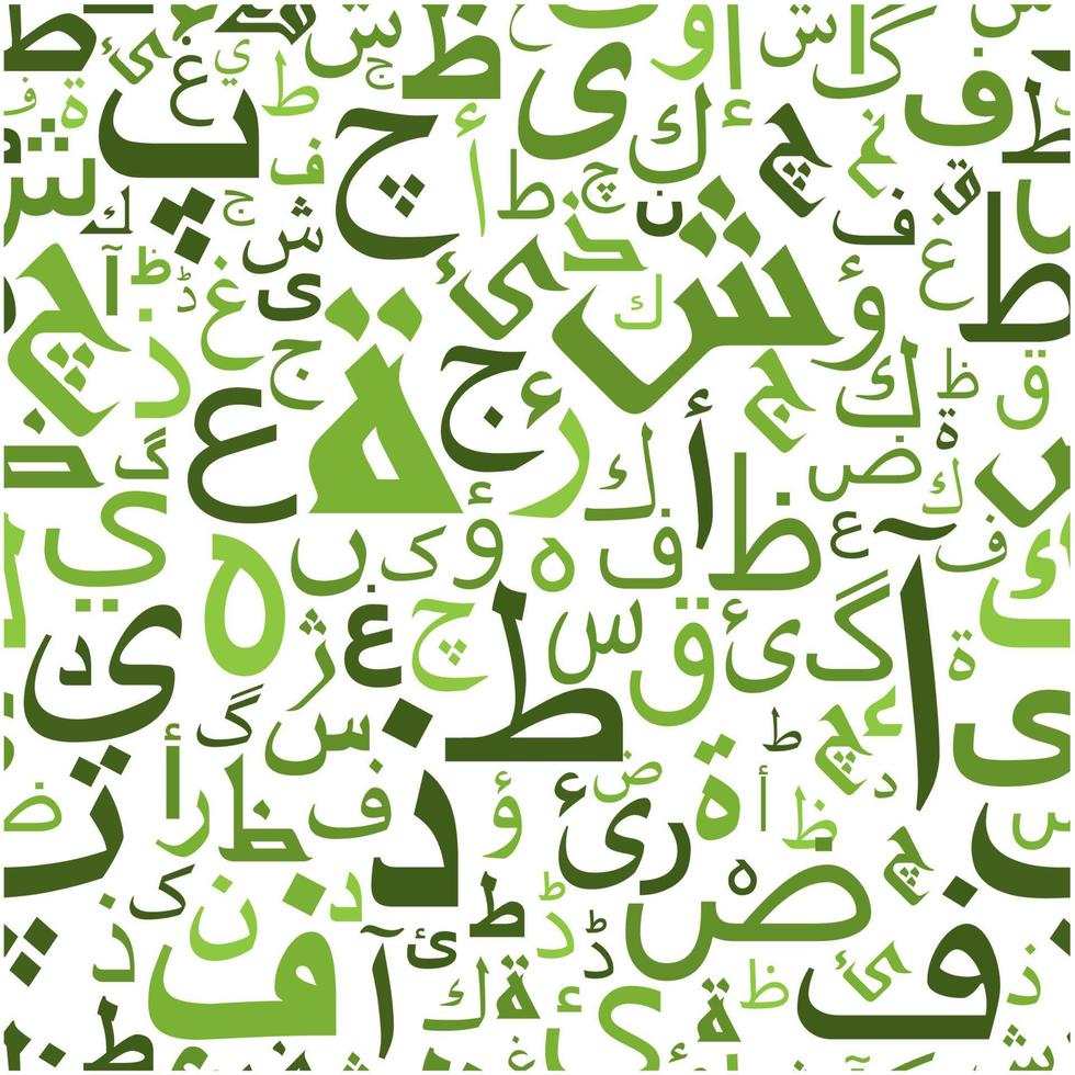 Seamless pattern with green arabic letters vector