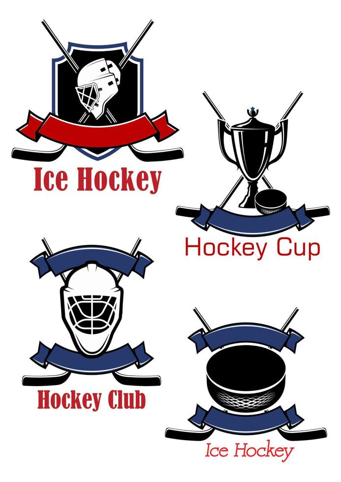 Ice hockey game icons and symbols vector