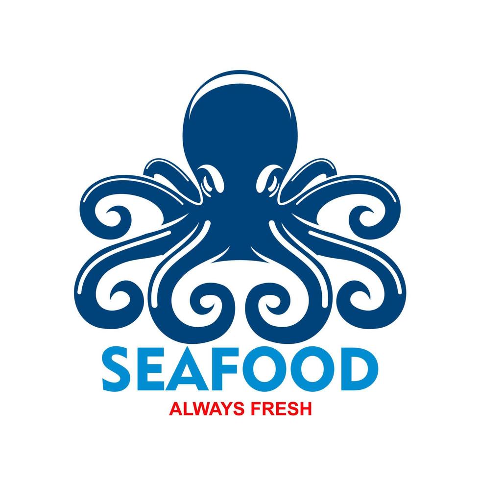 Blue pacific octopus icon for seafood menu design vector