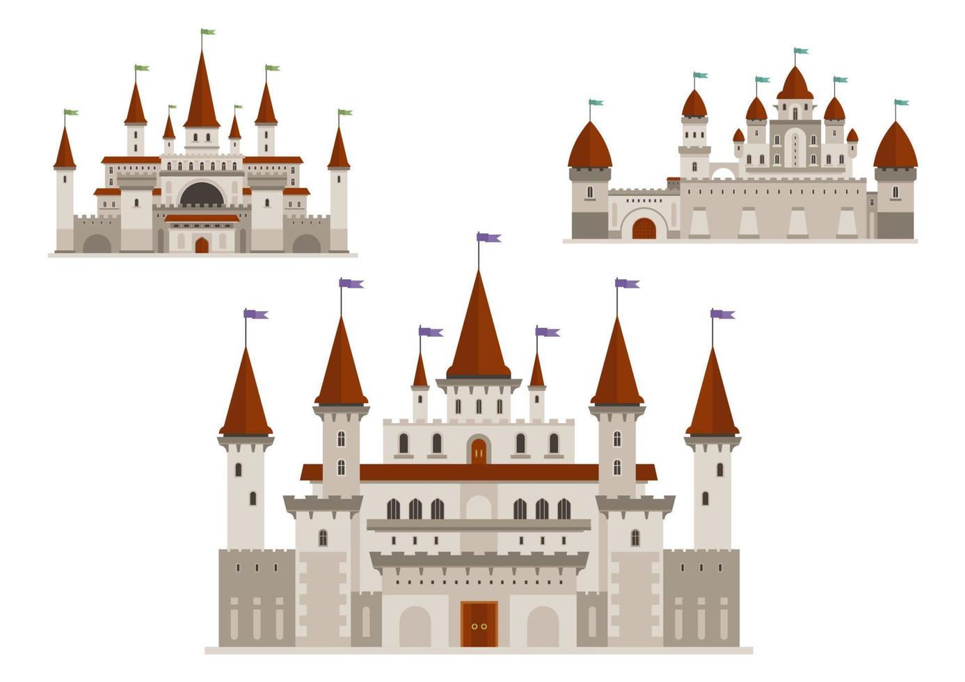 Medieval palaces or castles with towers and spires vector