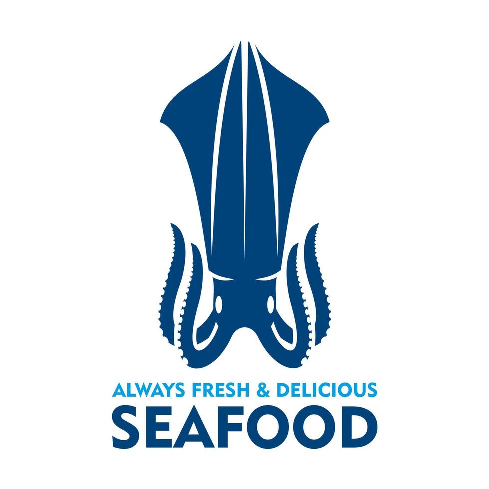 Fresh and delicious seafood icon with blue squid vector