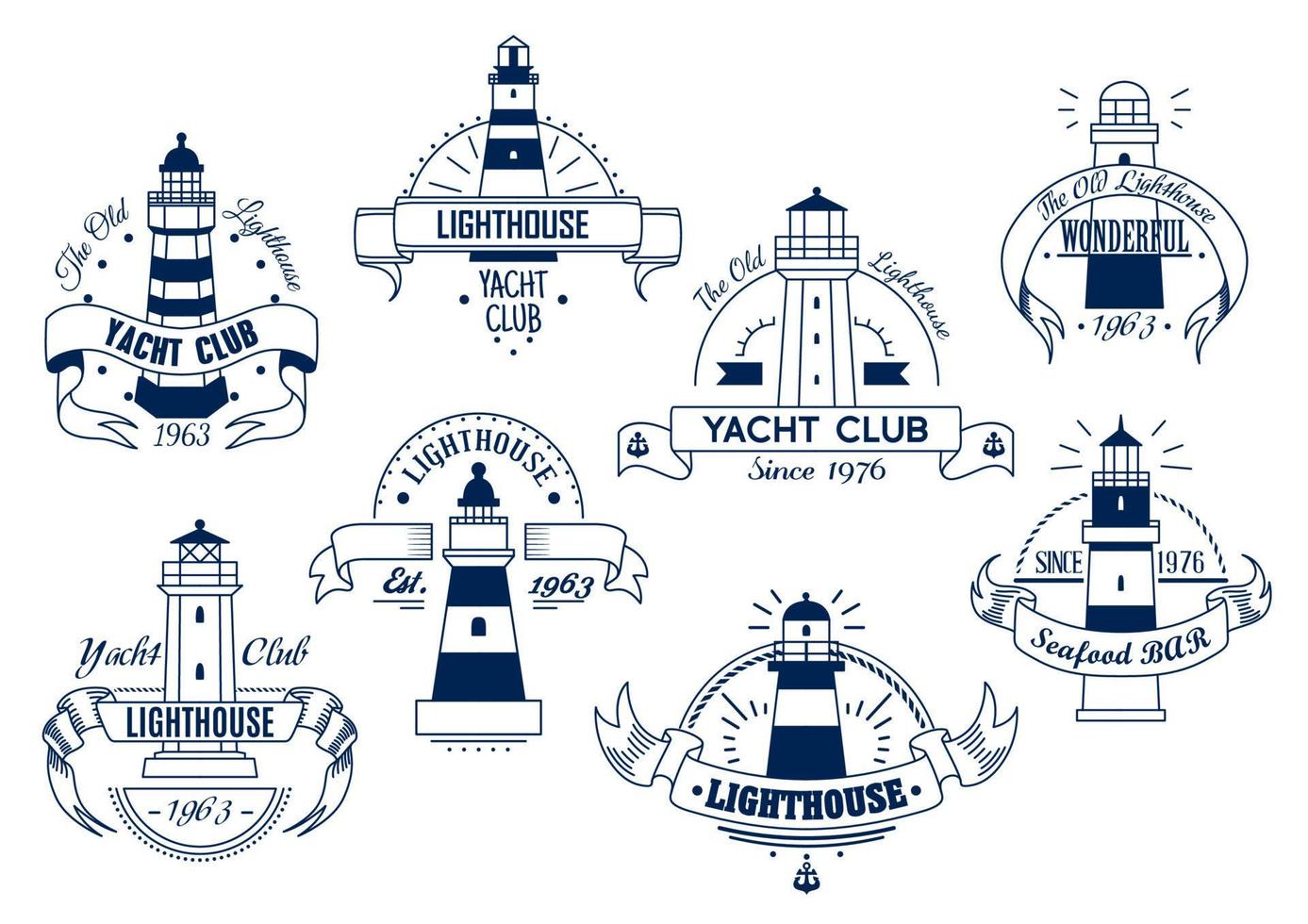 Lighthouse. Yacht Club emblem. Nautical badge vector