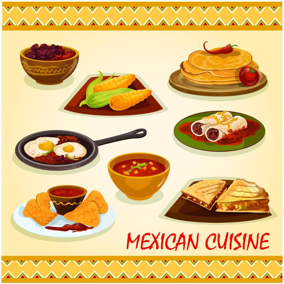 icono de platos picantes de la cocina mexicana vector