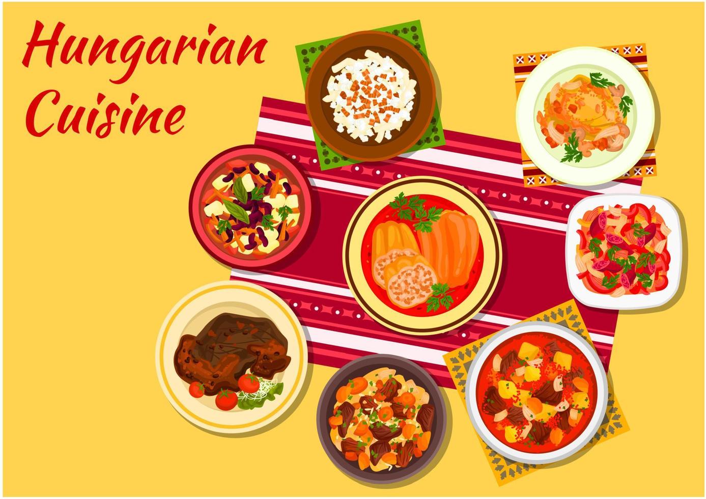 Hungarian cuisine signature dishes icon vector