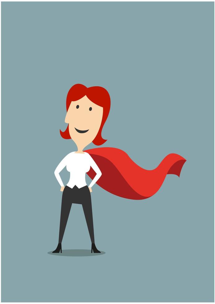 Businesswoman standing in hero red cape vector