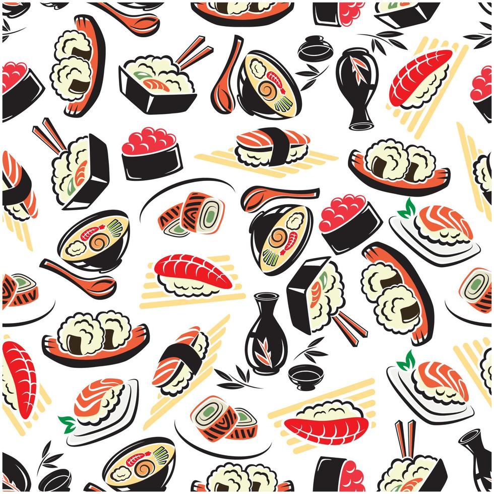 Seamless pattern of traditional japanese cuisine vector