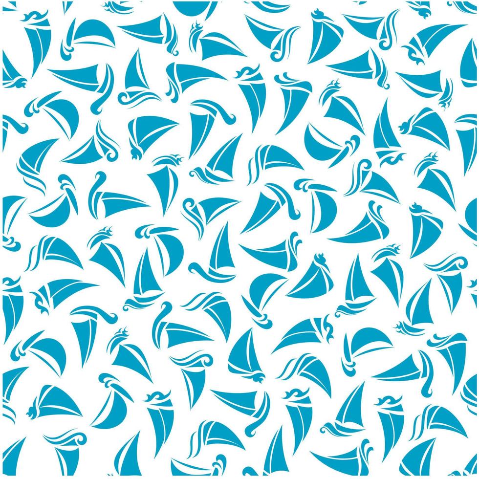 Seamless pattern wit blue sailing boats vector