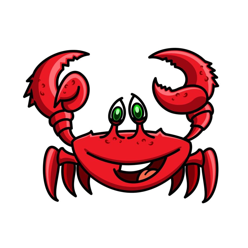 Smiling cartoon ocean red crab character vector