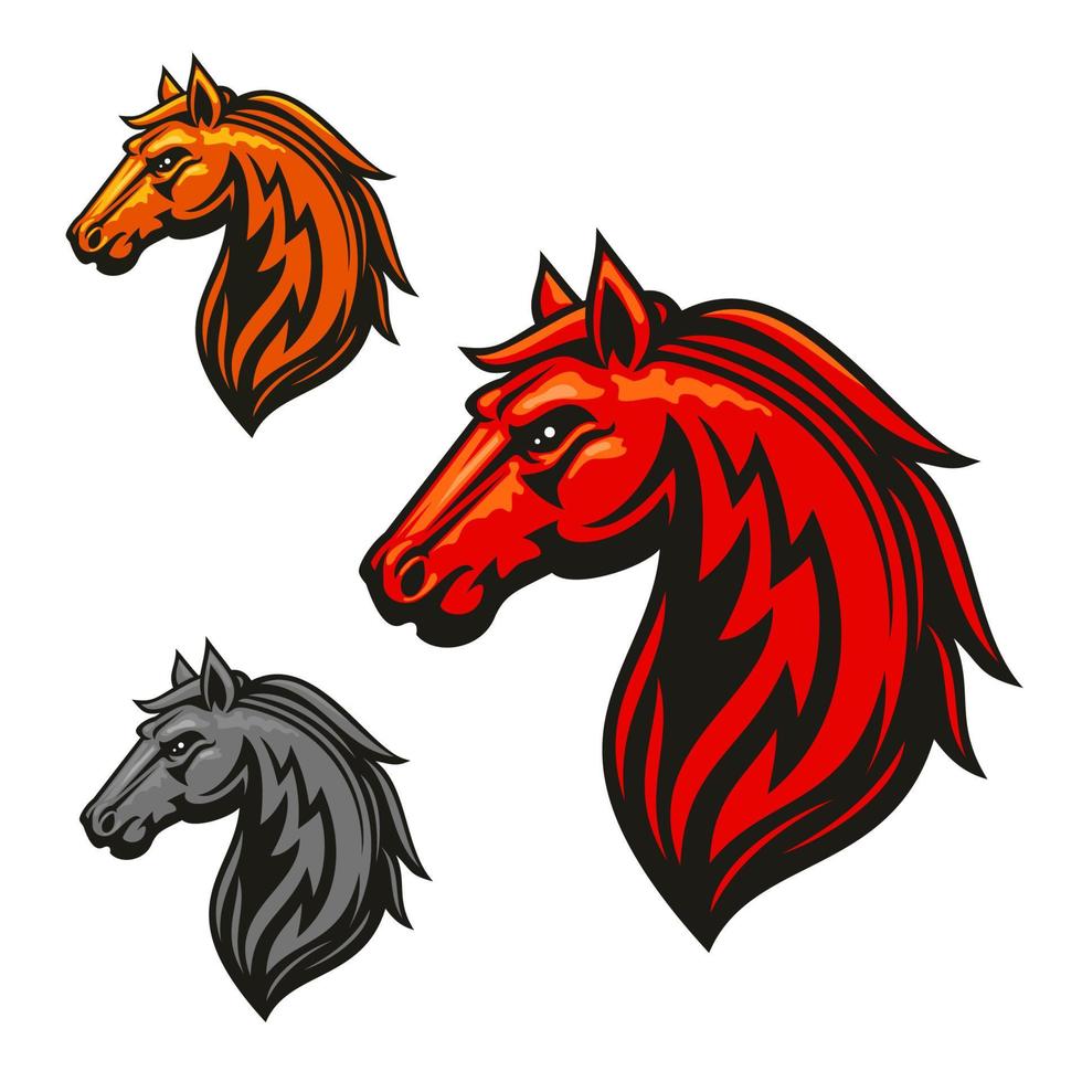 fuego caballo semental emblemas heráldicos vector