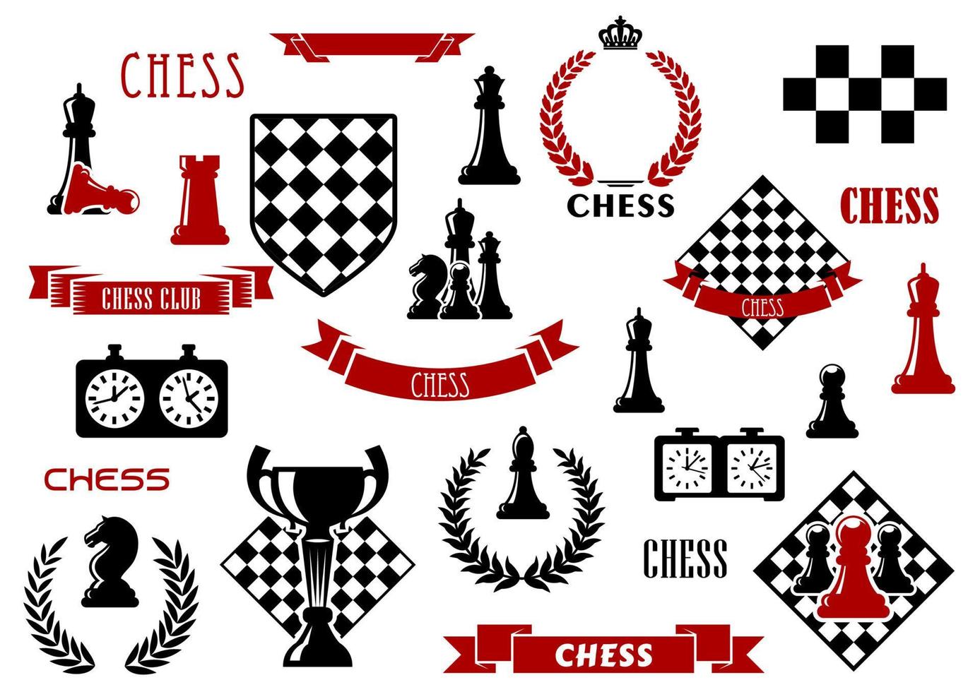 Chess game and heraldic design elements vector
