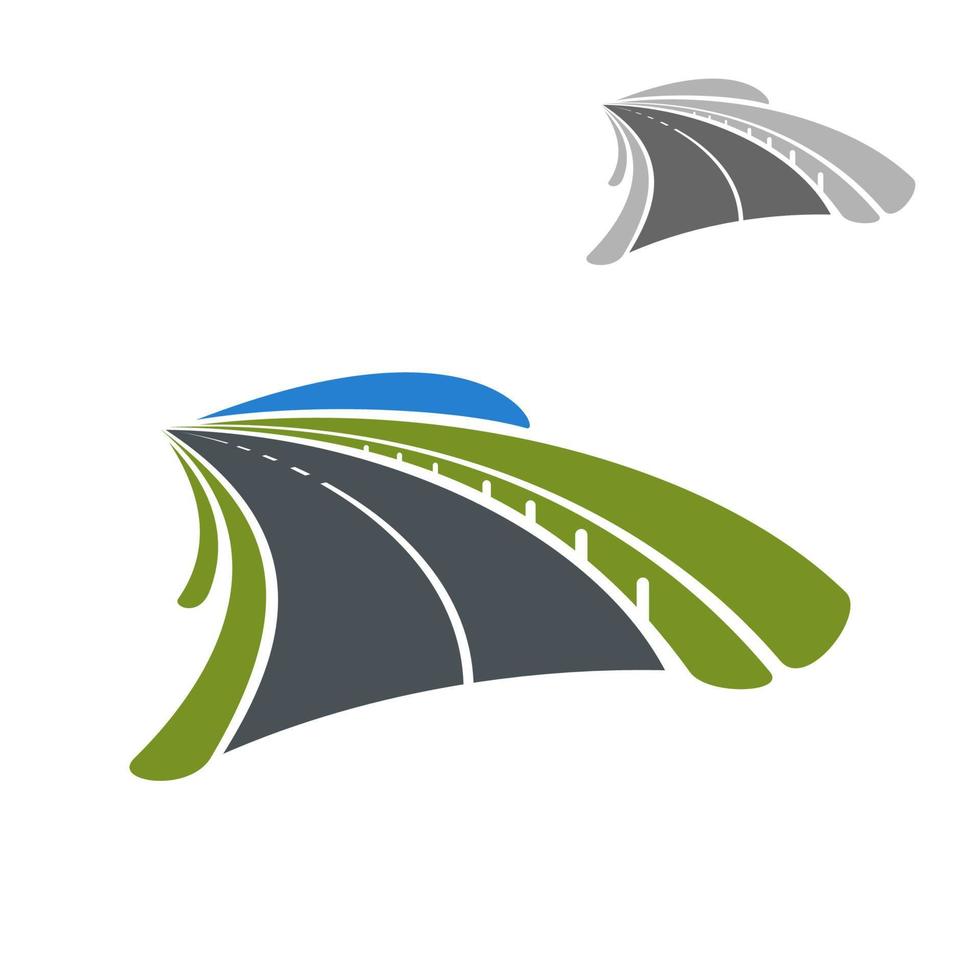 Icon of road among green fields vector