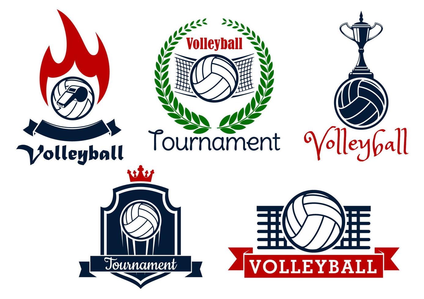 iconos y símbolos del juego deportivo de voleibol vector