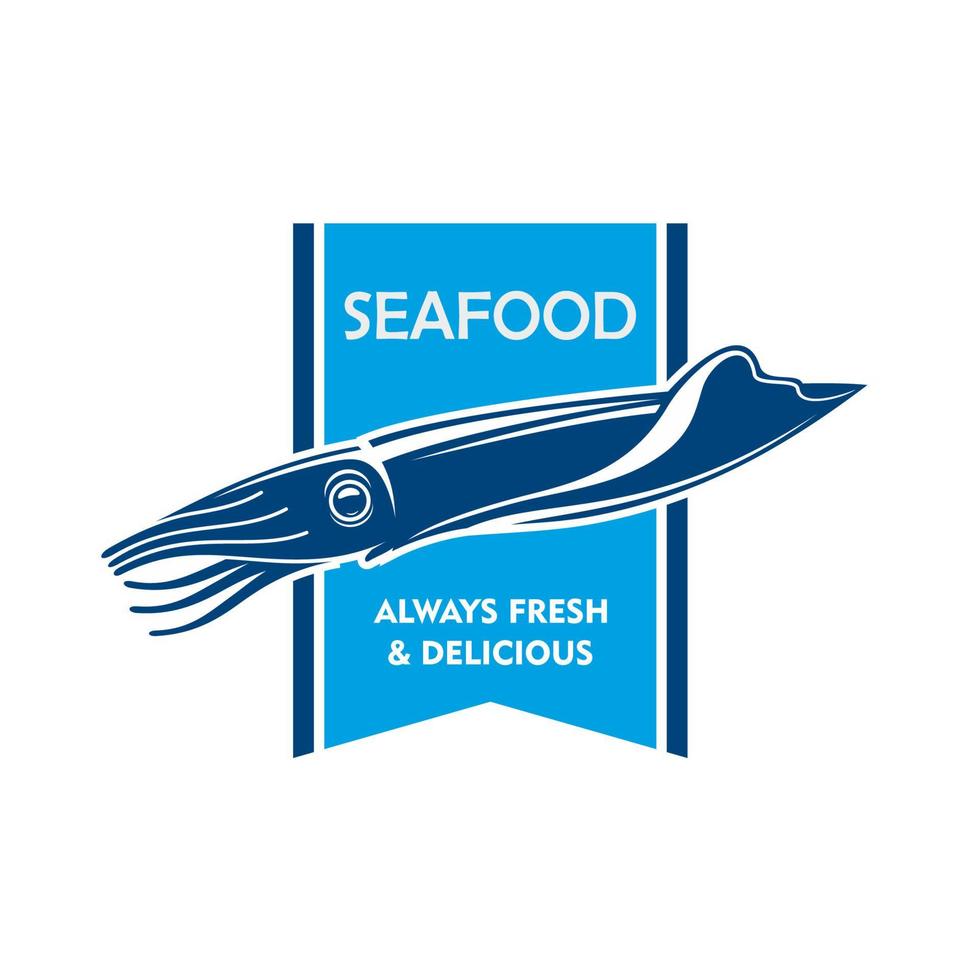 Fresh catch seafood icon with blue squid vector