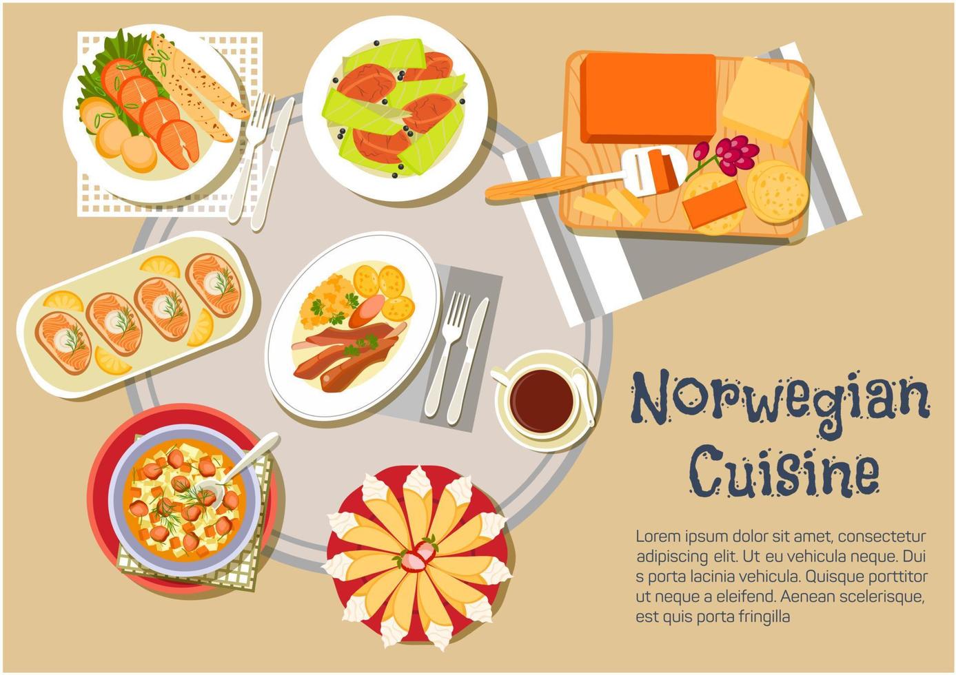 Norwegian traditional Christmas dinner flat icon vector