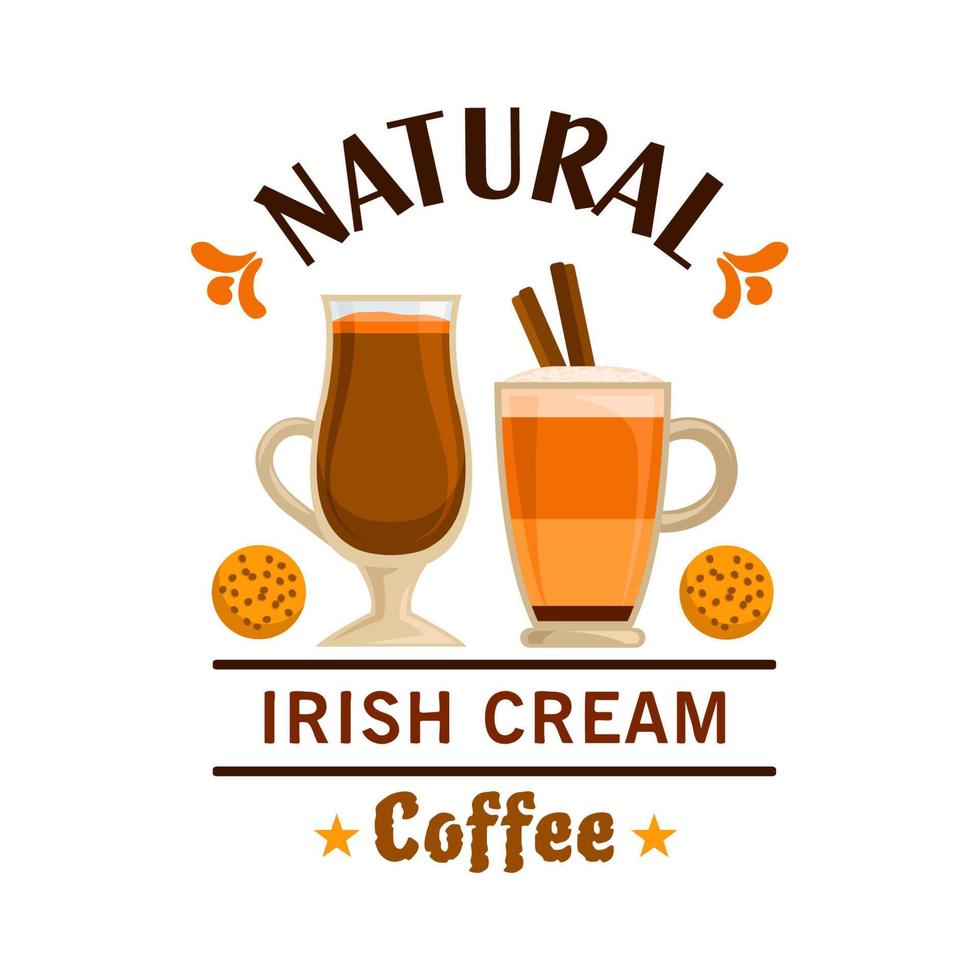 etiqueta de café diseño de elementos de crema irlandesa vector